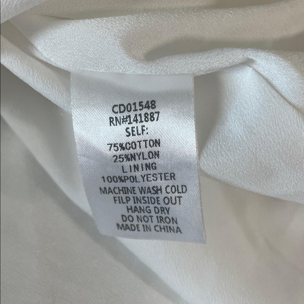 TCEC puff sleeve square embroidered neck white dress, size medium - Picture 4 of 7